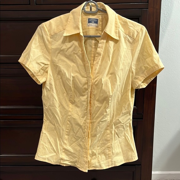 Yellow Gingham Short Sleeve Blouse size S - Picture 1 of 6